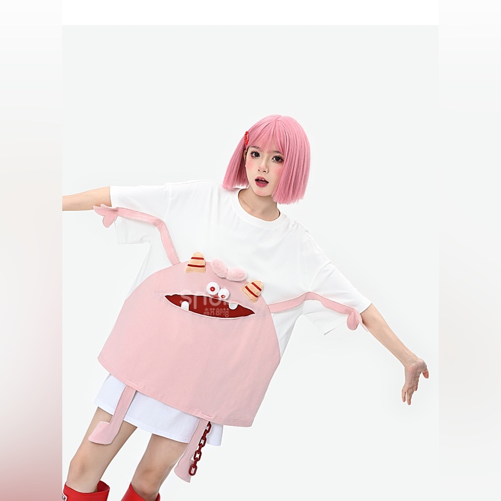Cute Monster Short Sleeves T - Shirt